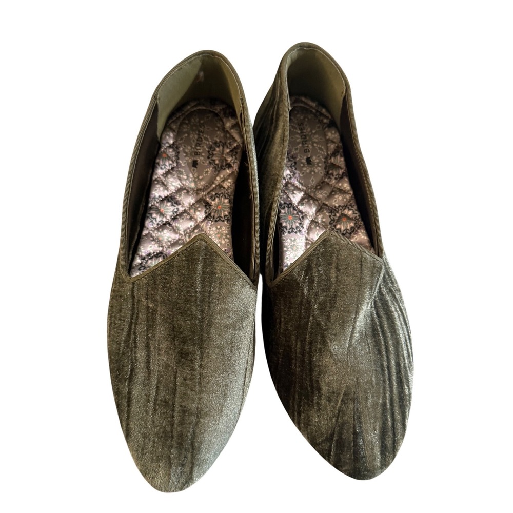 Birdies Starling Olive Green Velvet Loafers Pointed Toe Flats Womens 9